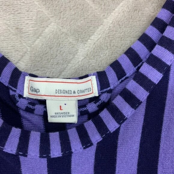 Gap Womans Large Dress Long Maxi Purple Stripe Sleeveless Scoop Neck A Line - Picture 5 of 12
